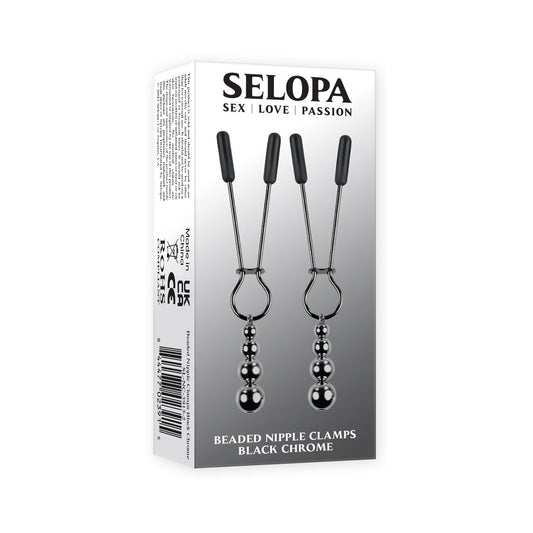 Selopa Beaded Nipple Clamps – Black Chrome – Stainless Steel