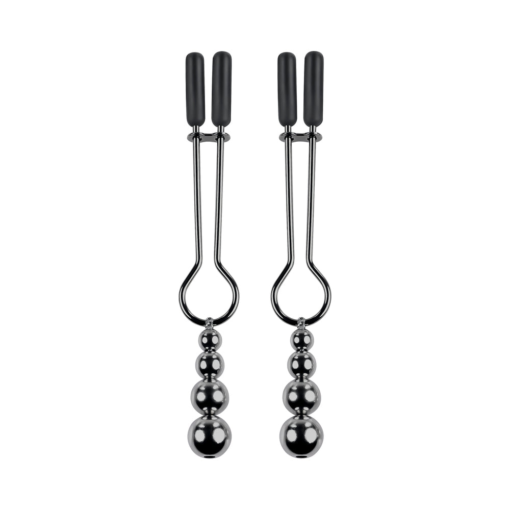 Selopa Beaded Nipple Clamps – Black Chrome – Stainless Steel