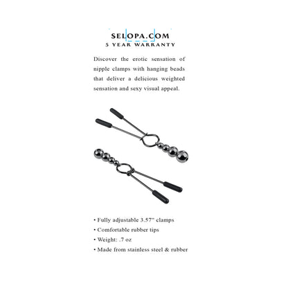 Selopa Beaded Nipple Clamps – Black Chrome – Stainless Steel