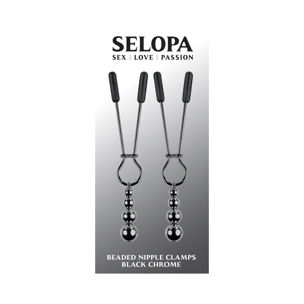 Selopa Beaded Nipple Clamps – Black Chrome – Stainless Steel