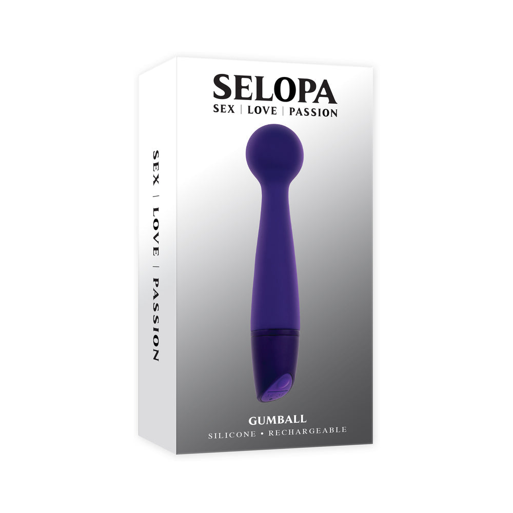 Selopa Gumball Rechargeable Slim Wand - Purple - 10 Vibration Functions