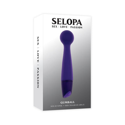 Selopa Gumball Rechargeable Slim Wand - Purple - 10 Vibration Functions