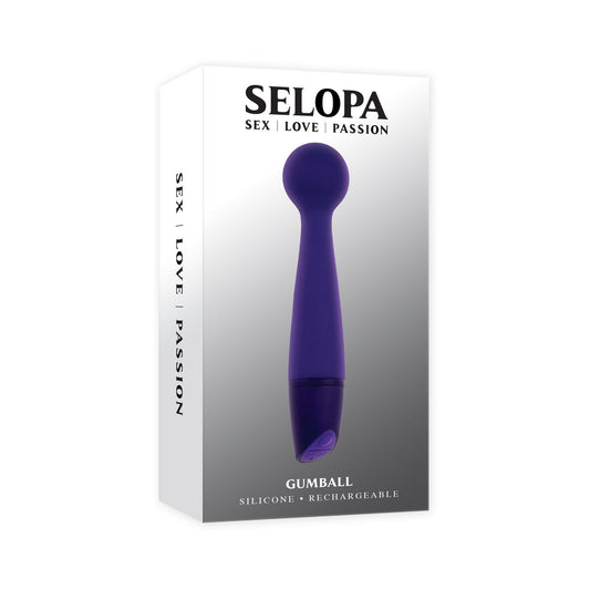 Selopa Gumball Rechargeable Slim Wand - Purple - 10 Vibration Functions