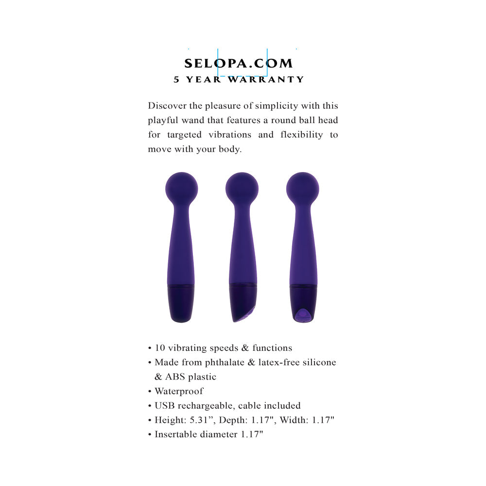 Selopa Gumball Rechargeable Slim Wand - Purple - 10 Vibration Functions