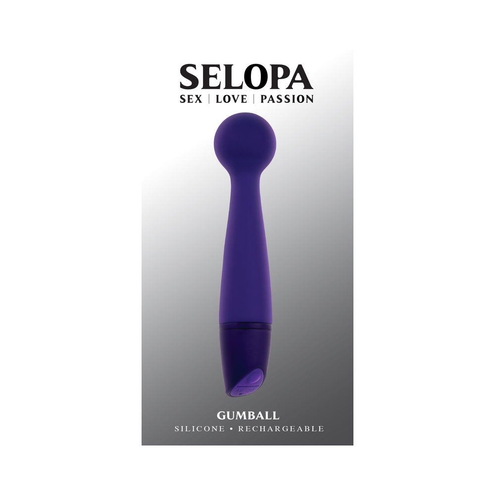 Selopa Gumball Rechargeable Slim Wand - Purple - 10 Vibration Functions