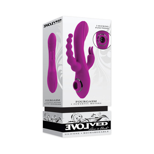 Evolved Fourgasm Rechargeable Triple Stim Vibe with Suction - Purple