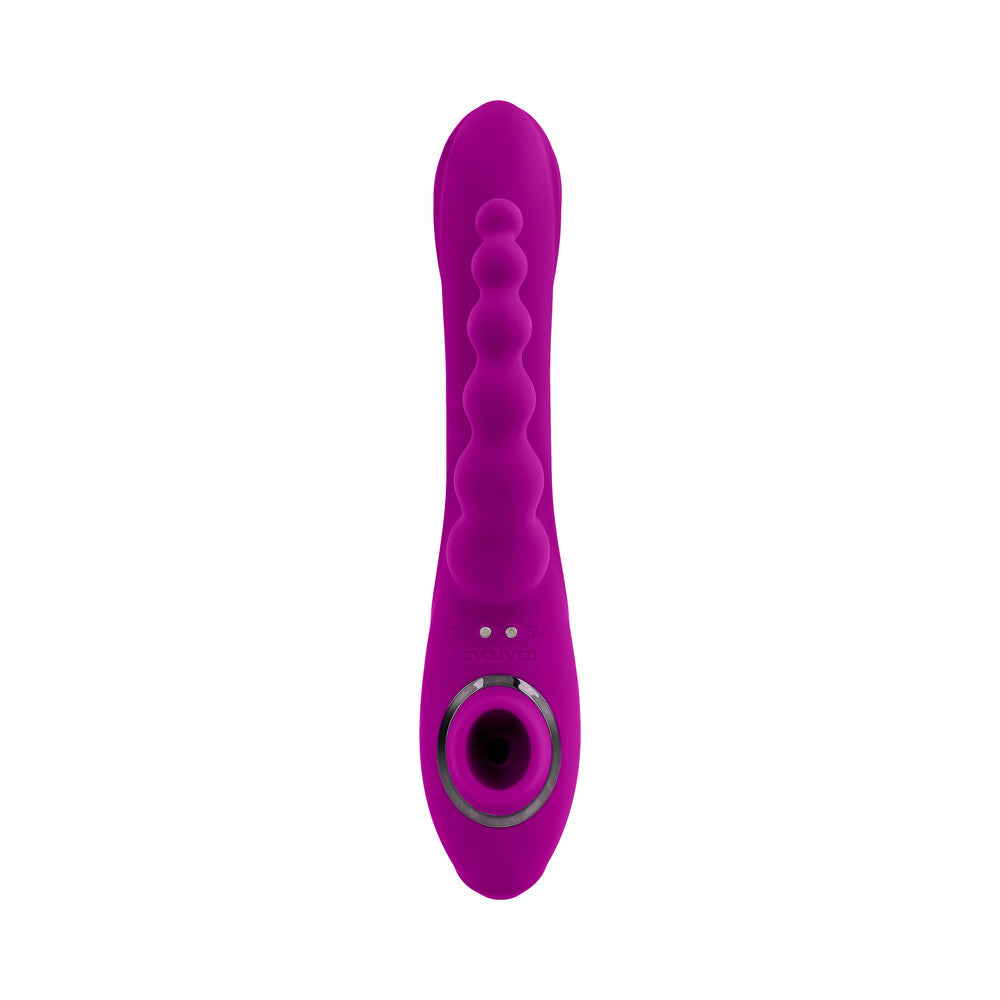 Evolved Fourgasm Rechargeable Triple Stim Vibe with Suction - Purple