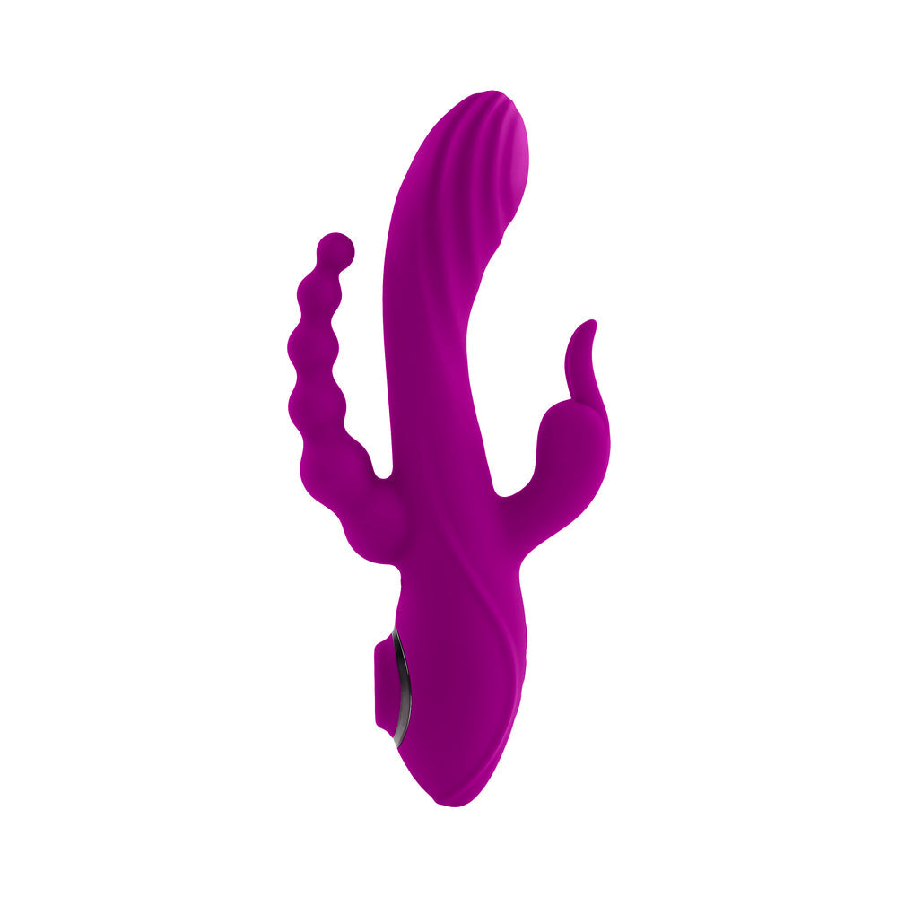Evolved Fourgasm Rechargeable Triple Stim Vibe with Suction - Purple