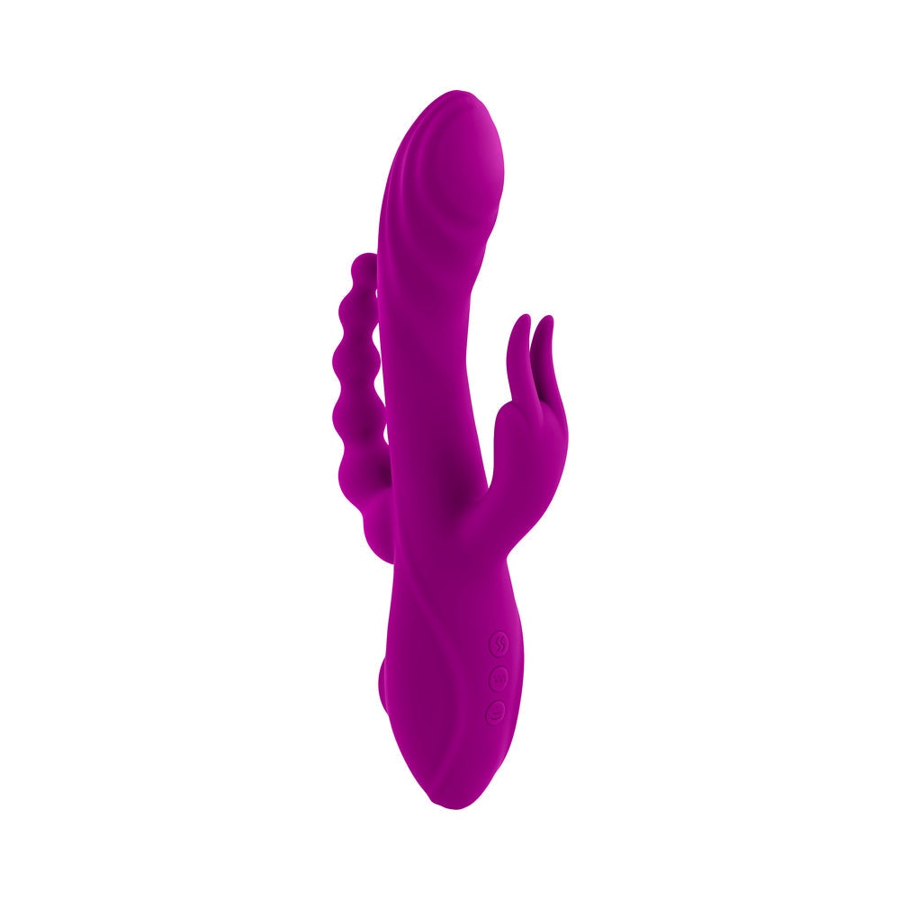 Evolved Fourgasm Rechargeable Triple Stim Vibe with Suction - Purple