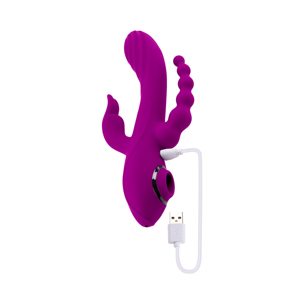 Evolved Fourgasm Rechargeable Triple Stim Vibe with Suction - Purple