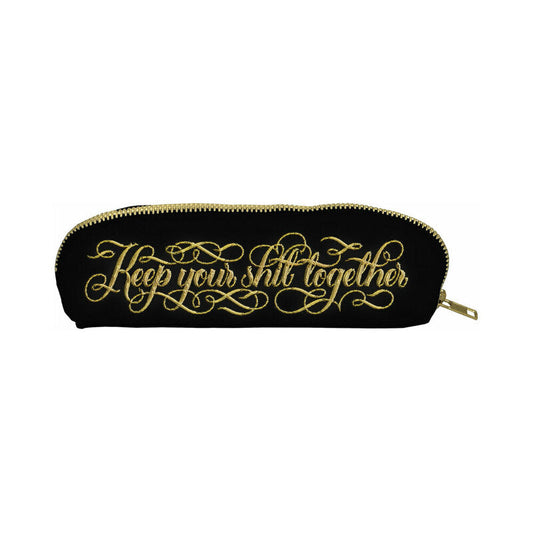 Calligraphuck Keep Your Shit Together Pouch - Black Canvas with Gold Embroidery