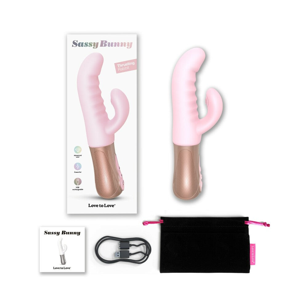 Love to Love Sassy Bunny Thrusting Rabbit - Dual Stimulation - Baby Pink