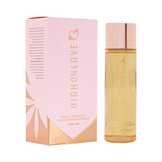HighOnLove Tropical Sunset Massage Oil – 4 Fl Oz – Clear