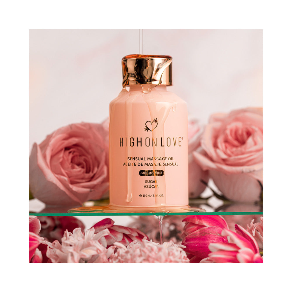 HighOnLove CBD Sensual Massage Oil – Sugar Scent – 3.4 Fl Oz