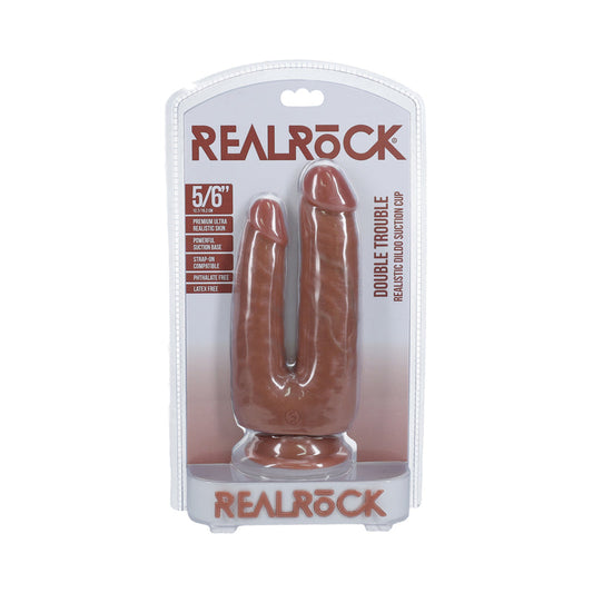 RealRock Double Trouble Dildo with Suction Cup – Tan