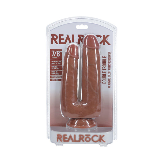 RealRock Double Trouble Dildo – Tan, 7 in. / 8 in.