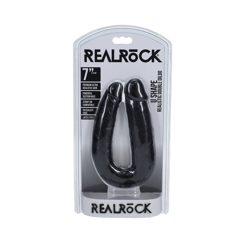 RealRock 7 in. U-Shaped Double Dildo – Black