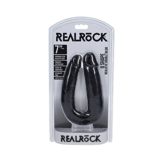 RealRock 7 in. U-Shaped Double Dildo – Black
