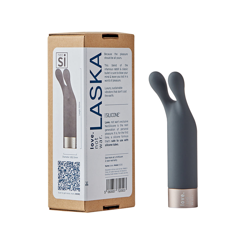 Love Not War Laska Head Rabbit Vibe – Grey – G-Spot and Clitoral Stimulation