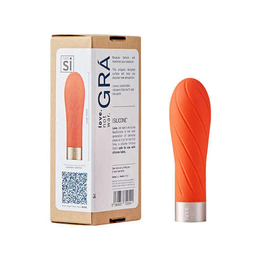 Love Not War Grá Head Bullet Vibe with Textured Surface - Orange