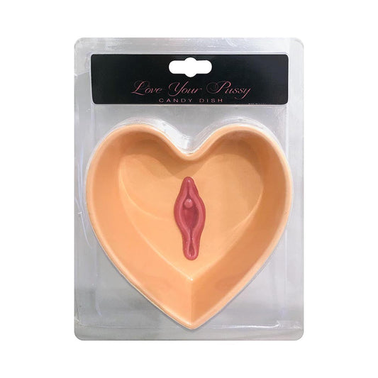 Kheper Games Love Your Pussy Candy Dish – Vanilla/Ivory/Beige – 34 Ounce Capacity