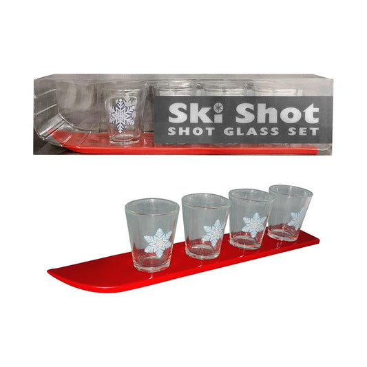 Ski Shot 4-Piece Shot Glass Set – Clear