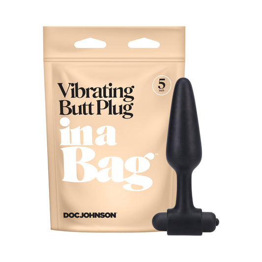 Doc Johnson Vibrating Butt Plug – 5 in. Black – Tapered Design with 10-Function Bullet