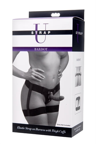 Strap U Bardot Elastic Strap on Harness with Thigh Cuffs – Purple