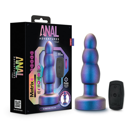 Blush Anal Adventures Matrix Kinetik Plug with Remote - Space Age Blue