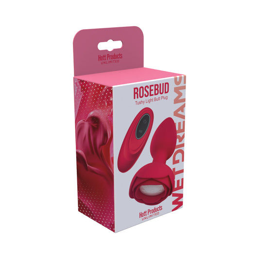Hott Products Rose Bud Tushy Light Silicone Butt Plug with Remote Control – Hot Pink