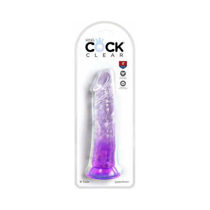 Pipedream King Cock Clear 8in Translucent Dildo with Suction Cup Base - Purple