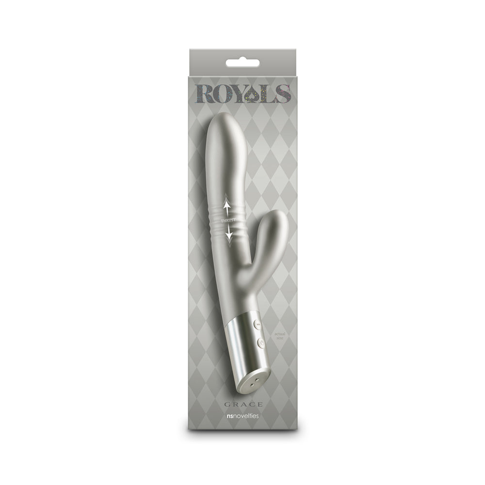 Royals Grace Thrusting Rabbit Vibrator - Silver
