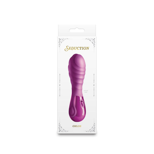Chloe by Seduction Metallic Pink Compact Vibrator with Rippled Texture