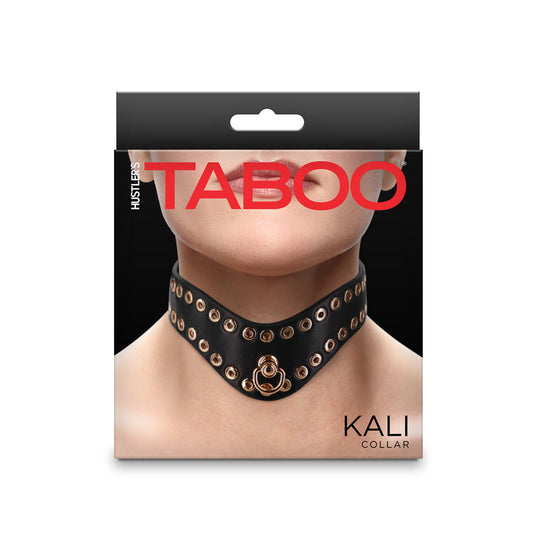 Hustler Taboo Kali Collar - Black - Adjustable Vegan Leather Neck Collar with D-Ring