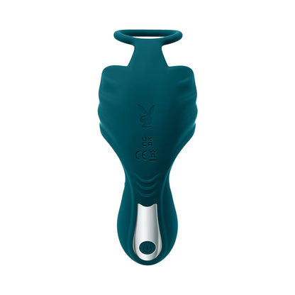 Playboy Bring It On Rechargeable Silicone Thrusting Anal Plug with Vibrating Ball Cradle – Deep Teal