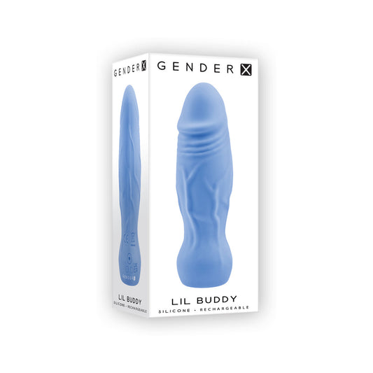 Gender X Lil Buddy Rechargeable Silicone Realistic Vibrator – Blue
