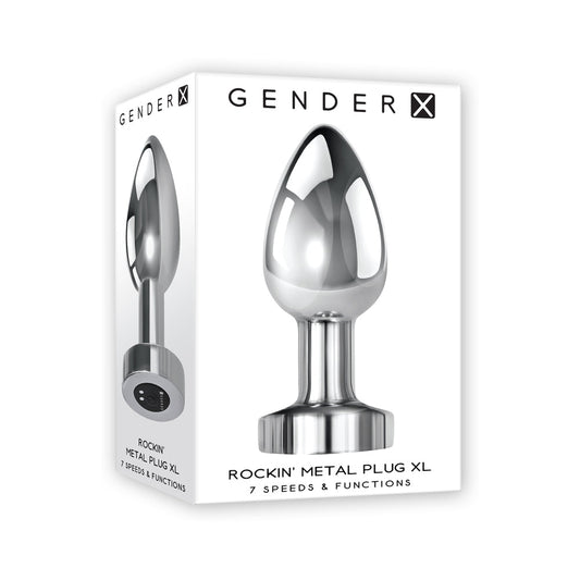 Gender X Rockin' Metal Plug XL Rechargeable Vibrating Anal Plug with 7 Speeds - Silver