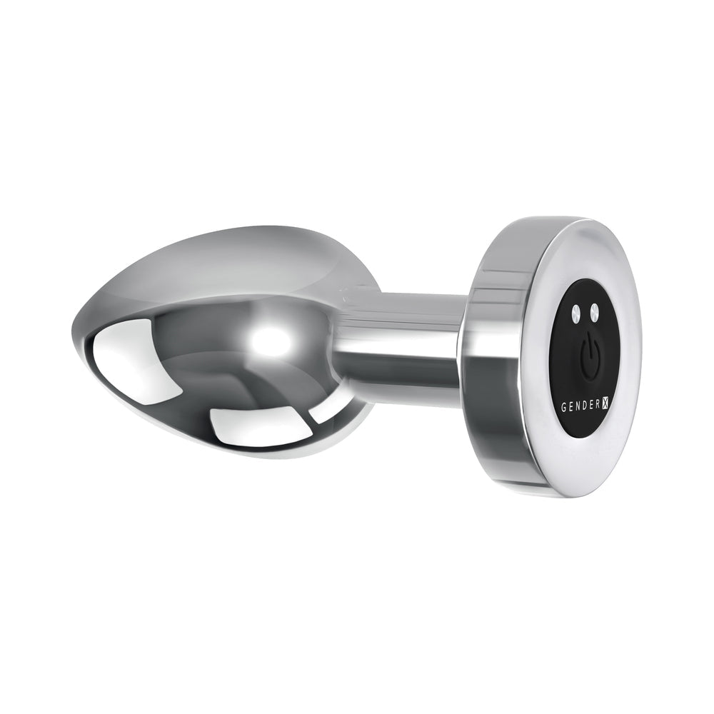 Gender X Rockin' Metal Plug XL Rechargeable Vibrating Anal Plug with 7 Speeds - Silver
