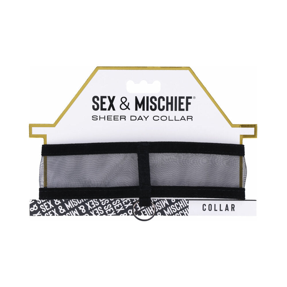 Sportsheets Sheer Day Collar with Velvet Ribbon – Black and Gold