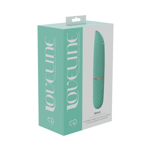 LoveLine Beso Mini-Lipstick Vibrator – Green – 10 Speed Rechargeable and Waterproof