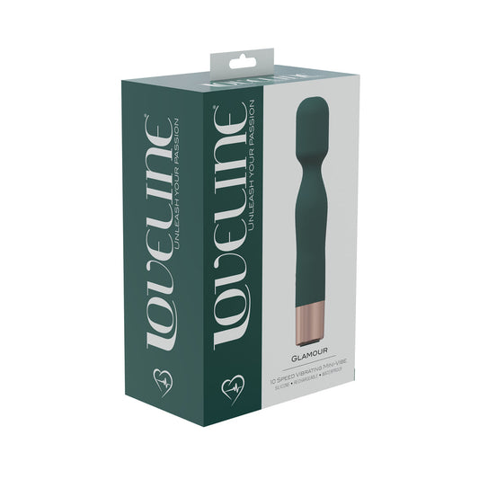 LoveLine Glamour Mini-Wand Silicone Rechargeable Waterproof Massager - Forest Green