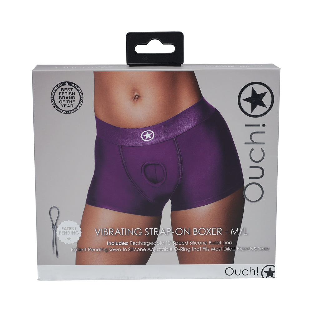 Ouch! Vibrating Strap-on Boxer - M/L - Purple
