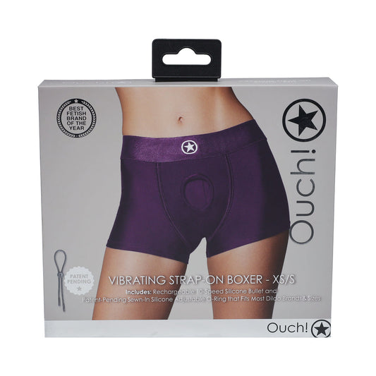 Ouch! Vibrating Strap-on Boxer – Purple – XS/S