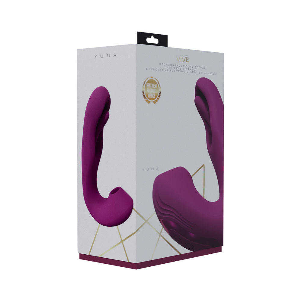VIVE YUNA Rechargeable Dual Motor Airwave Vibrator with G-Spot Flapping Stimulator - Pink