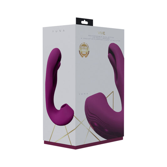 VIVE YUNA Rechargeable Dual Motor Airwave Vibrator with G-Spot Flapping Stimulator - Pink