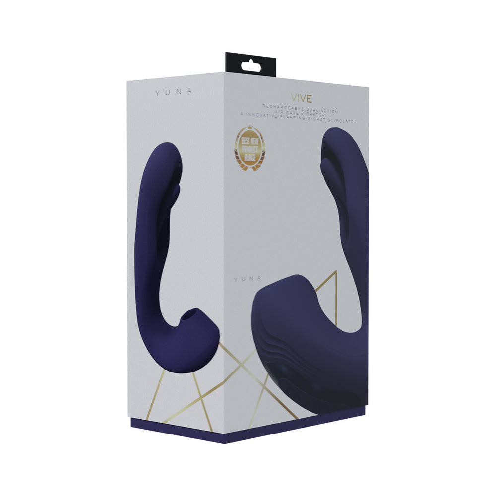 VIVE YUNA Rechargeable Dual Motor Airwave Vibrator with G-Spot Flapping Stimulator - Purple