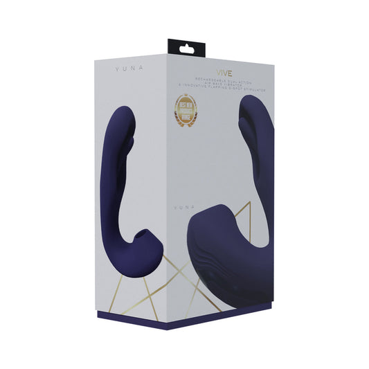 VIVE YUNA Rechargeable Dual Motor Airwave Vibrator with G-Spot Flapping Stimulator - Purple