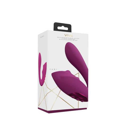 VIVE YUKI Rechargeable Dual Motor G-Spot Vibrator with Massaging Beads – Pink