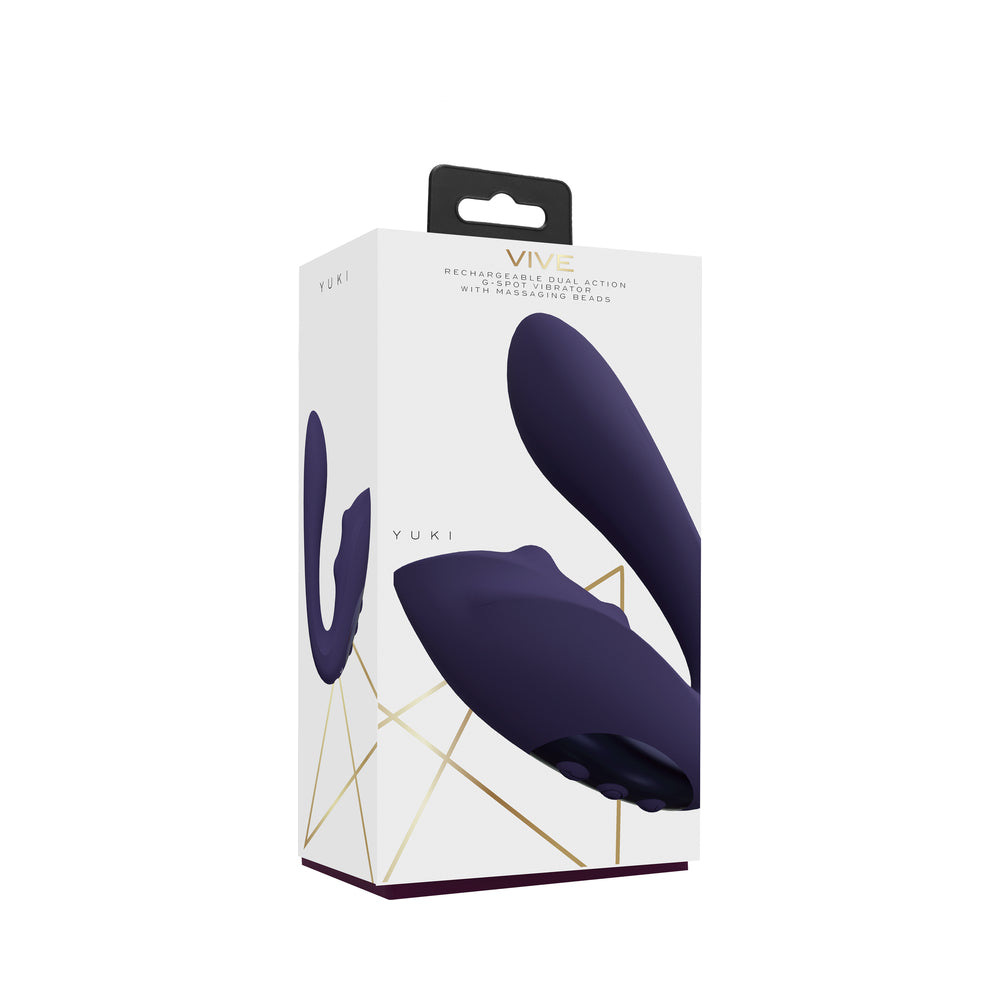 VIVE YUKI Rechargeable Dual Motor G-Spot Vibrator with Massaging Beads - Purple