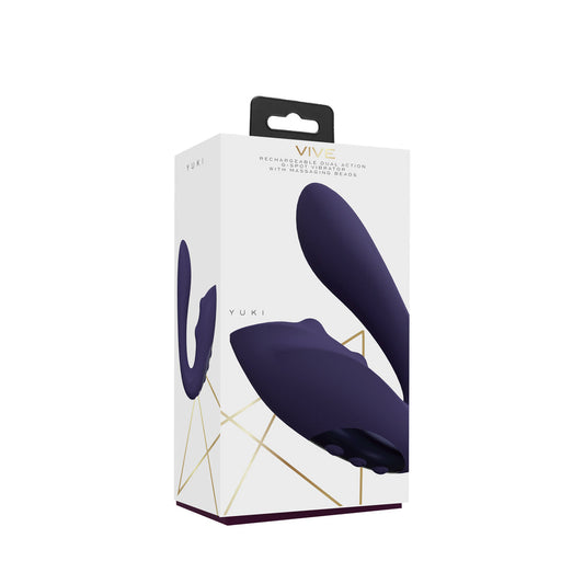 VIVE YUKI Rechargeable Dual Motor G-Spot Vibrator with Massaging Beads - Purple
